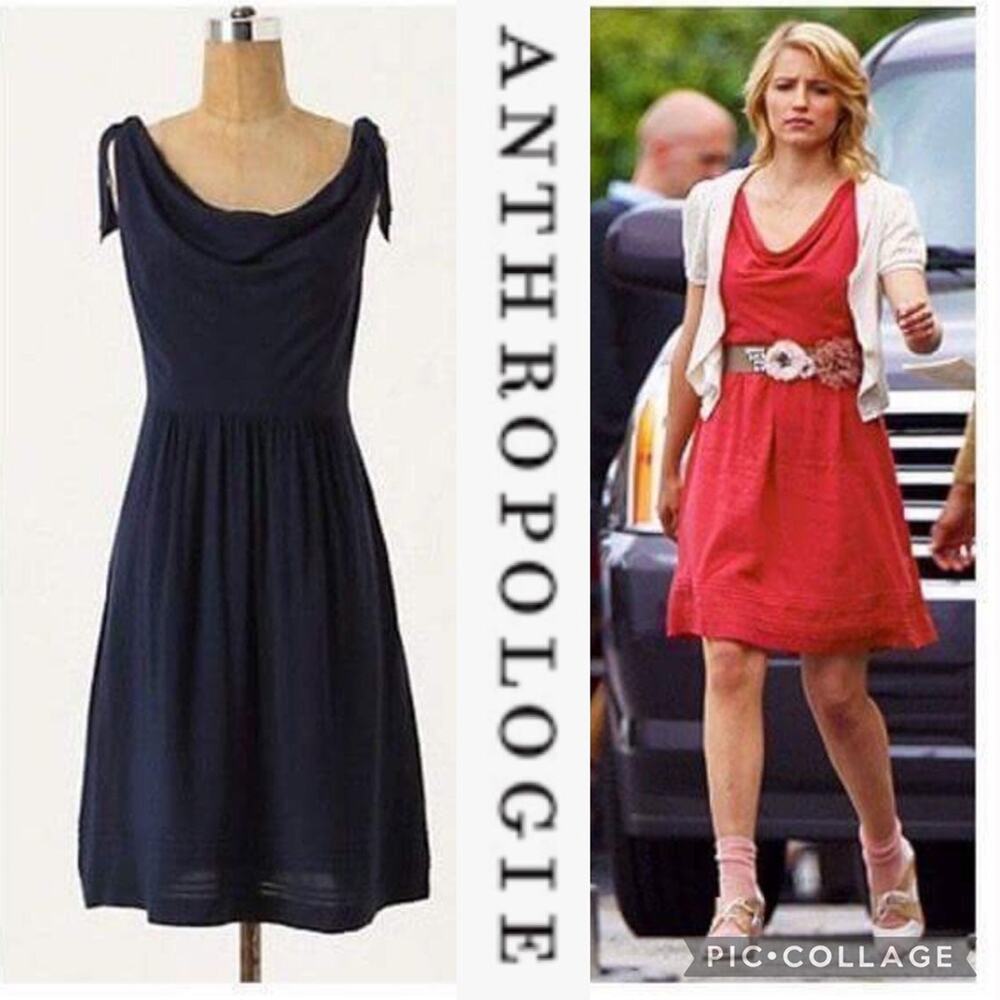 Anthropologie Maeve Navy Cowl Neck sleeveless Dress size 0
